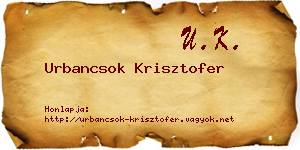 Urbancsok Krisztofer névjegykártya