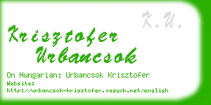 krisztofer urbancsok business card